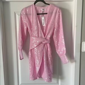 Steve Madden Pink Sequin Wrap Dress NWT
